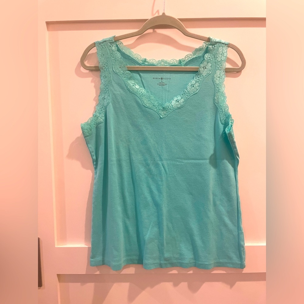 Karen Scott Tank Aqua green L